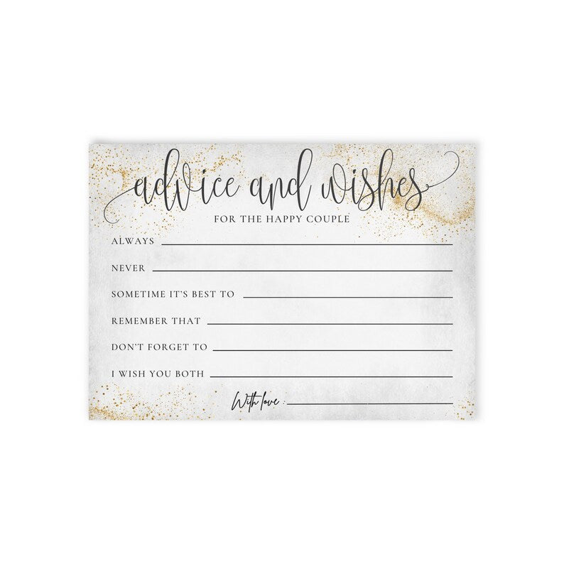 Printable Wedding Advice Cards – Bride and Groom Wishes – Marriage Advice Template – Bridal Shower or Reception Game